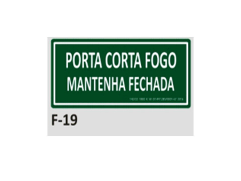 placa de identificao - porta corta fogo f-19 10x23cm