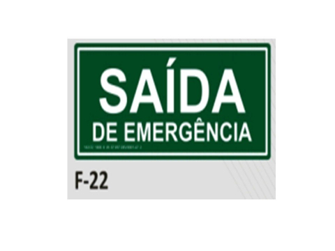 placa de identificao - sada de emergncia f-22 12x28cm