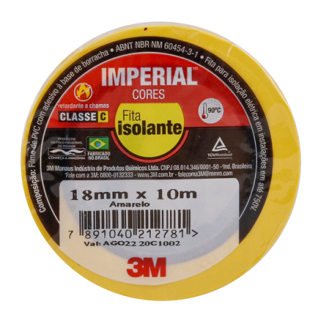 fita isolante imperial cores amarela 18mmx20m - 3m