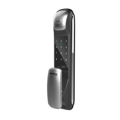 fechadura digital push & pull com biometria e senha fr 630 - intelbras