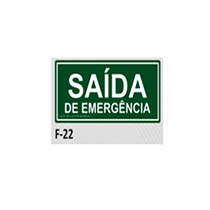 placa de identificao - sada de emergncia f-22 12x28cm